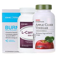 美國進口 健安喜(GNC) 減肥瘦身3瓶裝 左旋肉堿搬運脂肪120粒+蘋果醋控制食欲120粒+瓜拉納60粒 男女通用
