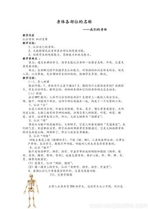 《第1課 體育與健康基礎(chǔ)知識：身體各部位名稱》教學(xué)設(shè)計(jì)(安徽省市級優(yōu)課).doc