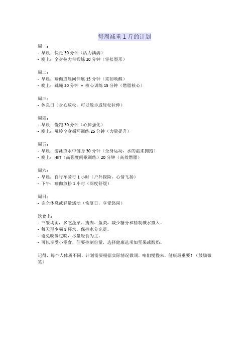 每周減重1斤的計劃