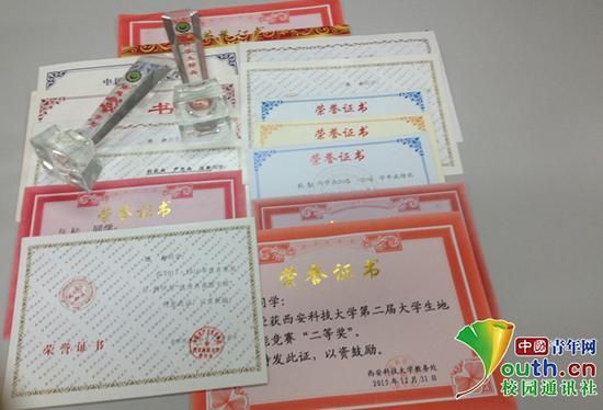 陳新獲得的部分榮譽證書。