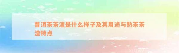 普洱茶茶渣是什么樣子及其用途與熟茶茶渣特點(diǎn)