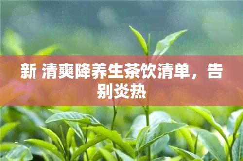 新 清爽降養(yǎng)生茶飲清單，告別炎熱