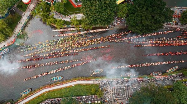 水上观龙舟岸上赏英歌 150多条龙舟猎德探亲招景