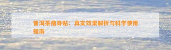 普洱茶瘦身贴：真实效果解析与科学使用指南