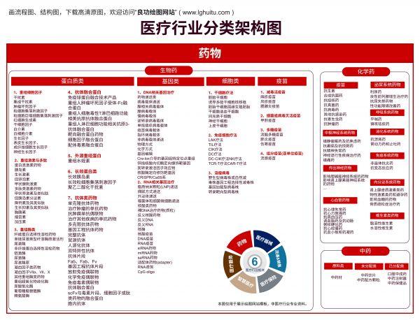 医疗药物、生物药、化学药、中药分类架构图