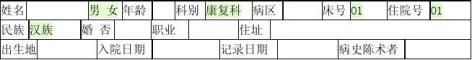 康復(fù)科表格樣病歷