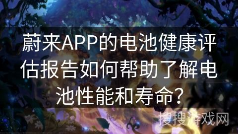 蔚來APP的電池健康評(píng)估報(bào)告如何幫助了解電池性能和壽命？