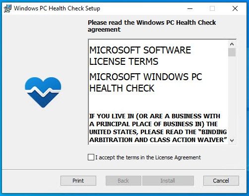 Windows 電腦健康狀況檢查許可協(xié)議