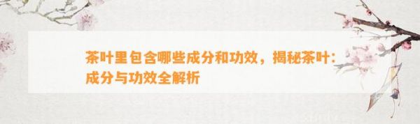茶葉里包含哪些成分和功效，揭秘茶葉：成分與功效全解析