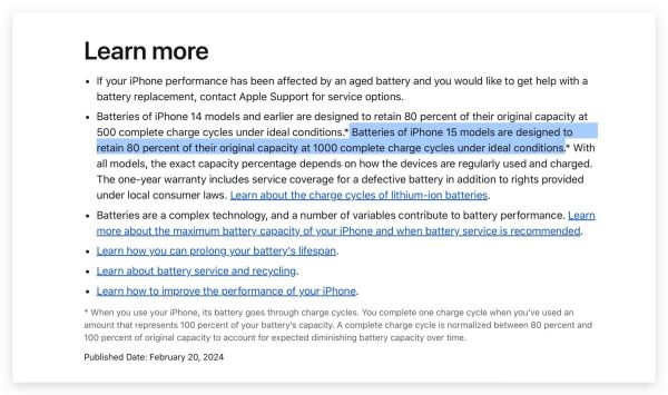 iOS 17.4 Beta 4 改善电池资讯显示方式，并提高 iPhone 15 系列的充电循环次数 第4张