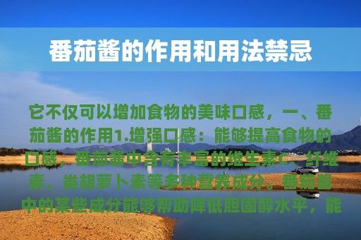 番茄酱的作用和用法禁忌