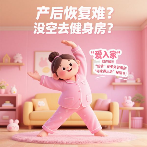 产后恢复难？没空去健身房？“爱入家”教你解锁‘偷偷’变美变健康的“宅家微运动”秘诀！