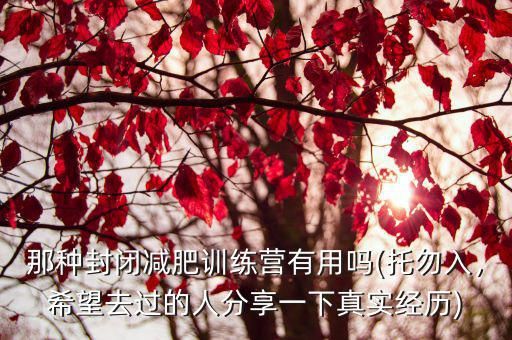 那种封闭减肥训练营有用吗(托勿入，希望去过的人分享一下真实经历)