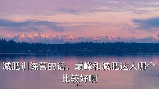 减肥训练营的话，巅峰和减肥达人哪个比较好啊