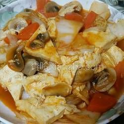 番茄醬口蘑白菜燒豆腐的做法[圖]