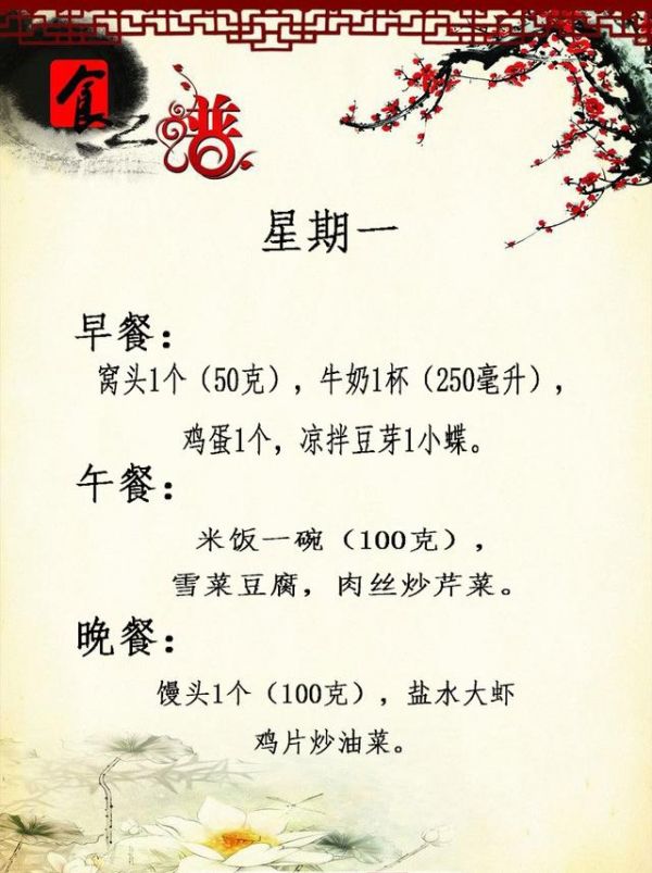 专家制定高血糖患者一周的营养餐