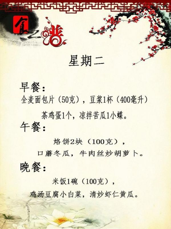 专家制定高血糖患者一周的营养餐