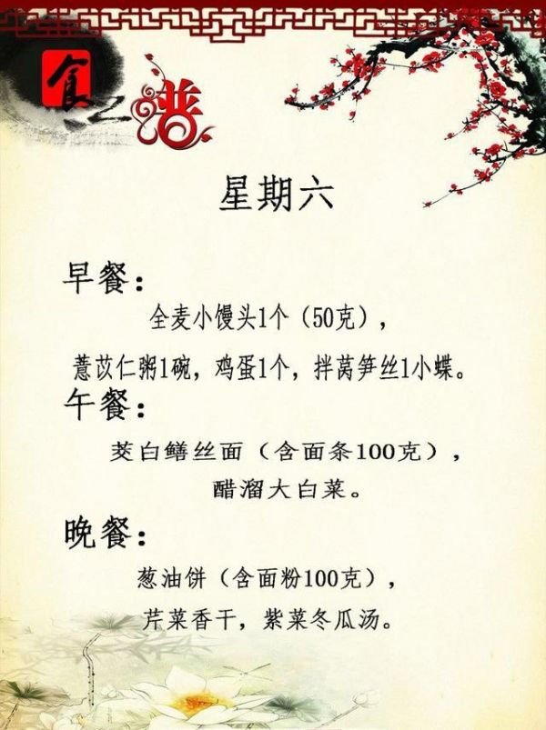 专家制定高血糖患者一周的营养餐