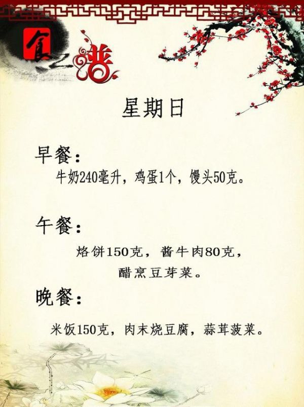 专家制定高血糖患者一周的营养餐