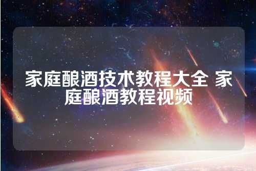 家庭釀酒技術(shù)教程大全 家庭釀酒教程視頻 第1張