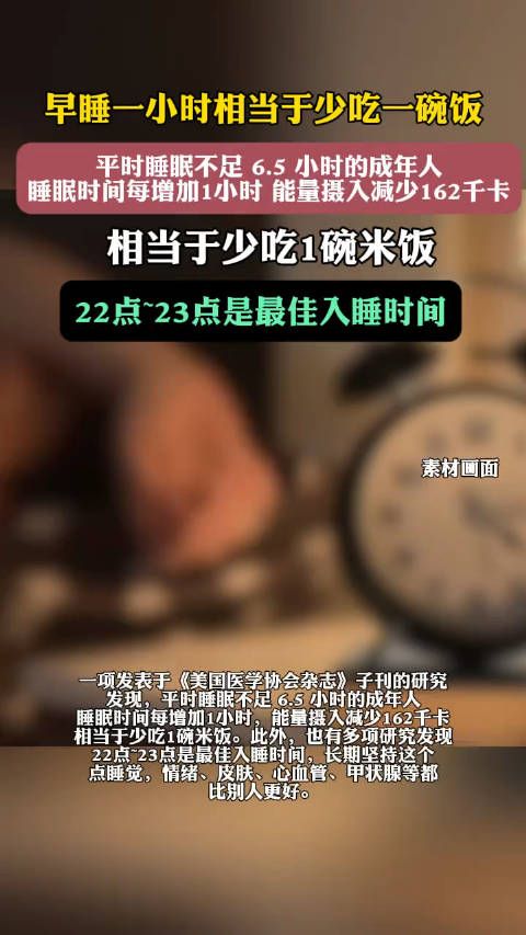 早睡一小時(shí)可消耗400大卡，相當(dāng)于慢跑40分鐘