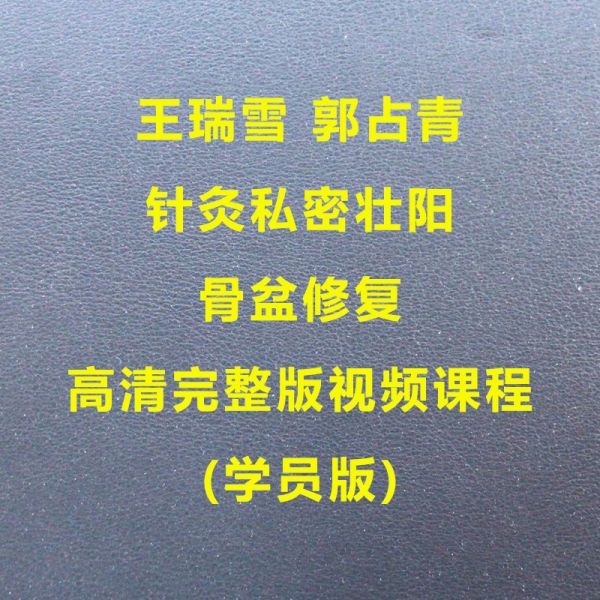 王瑞雪 郭占青针灸私密骨盆修复高清完整版视频教程-百度网盘下载-中医教程博客