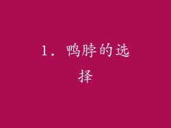1. 鴨脖的選擇