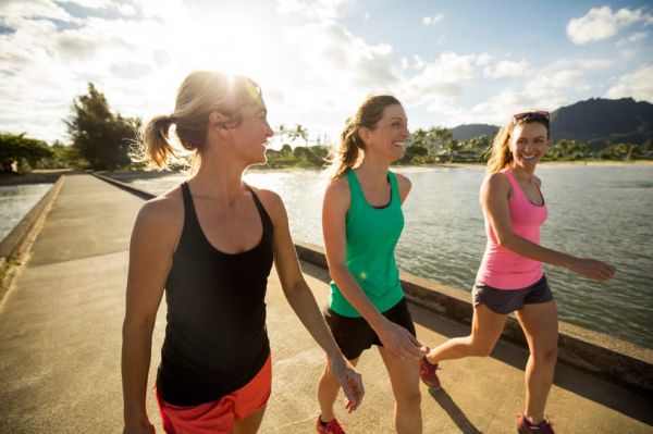 three women exercising