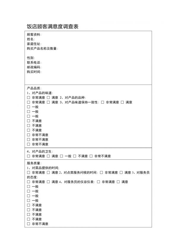饭店顾客满意度调查表.docx_第1页