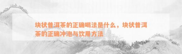 块状普洱茶的正确喝法是什么，块状普洱茶的正确冲泡与饮用方法