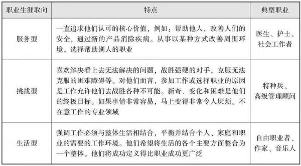施恩八種職業(yè)錨（續(xù)表）