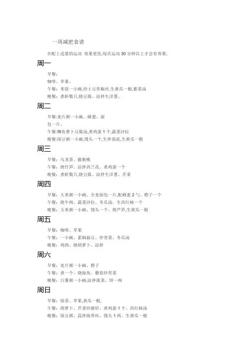 一周減肥食譜