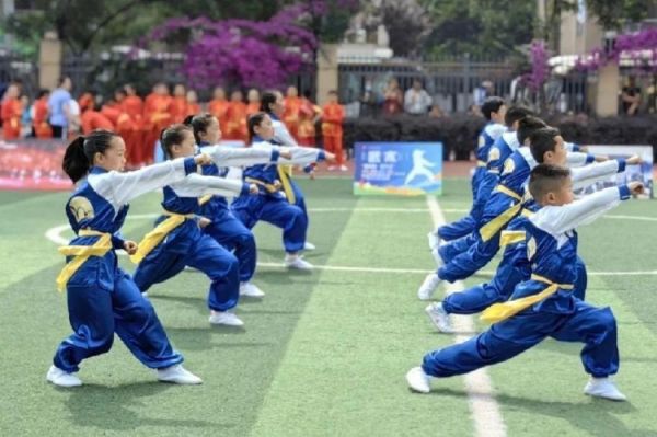同学们练习武术。青羊区教育局供图
