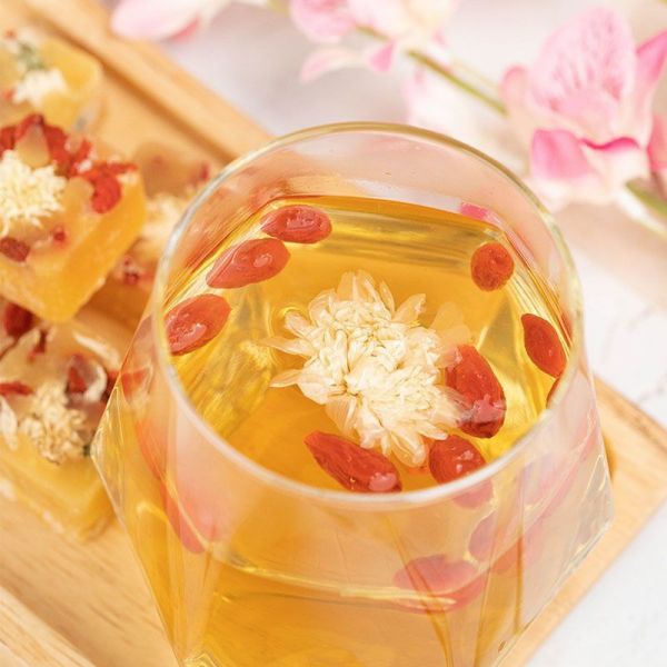 【蜂蜜39】蜂蜜水温度多少合适：速发枸杞冰糖菊花茶清热去火茶下火直供水果块蜂蜜袋盒装独立小包4494