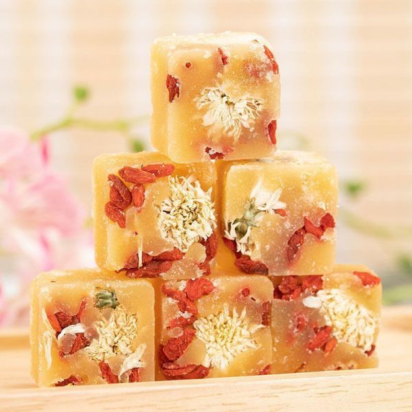 【蜂蜜39】蜂蜜水温度多少合适：速发枸杞冰糖菊花茶清热去火茶下火直供水果块蜂蜜袋盒装独立小包4491