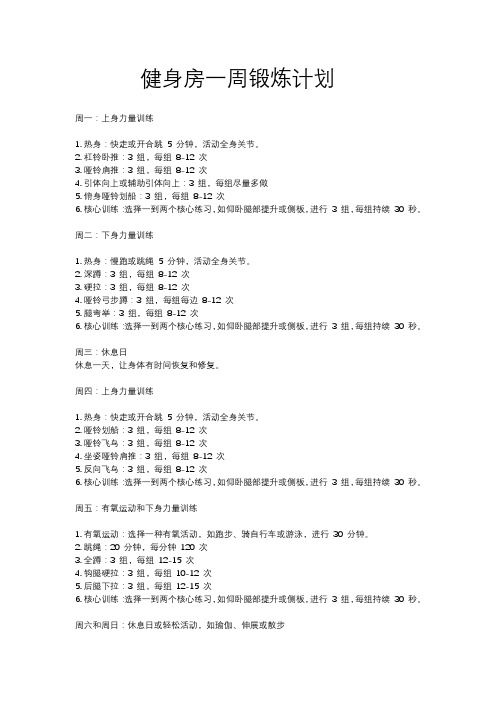 健身房一周鍛煉計(jì)劃