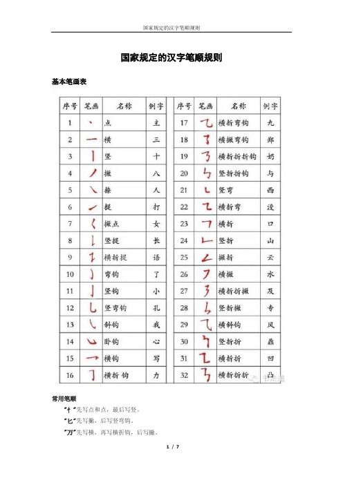 国家规定的汉字笔顺规则