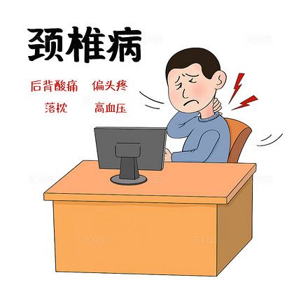 醫(yī)療健康卡通漫畫風格頸椎病高血壓坐辦公室上班打工人并發(fā)癥職業(yè)病臨床疾病素材