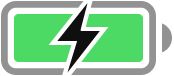 带有闪电符号的电池图标，指示电池正在充电。