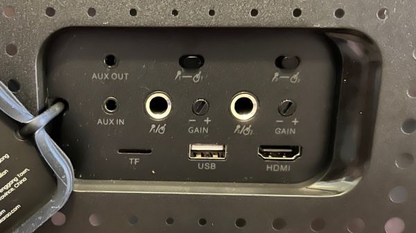 Ikarao karaoke machine back panel