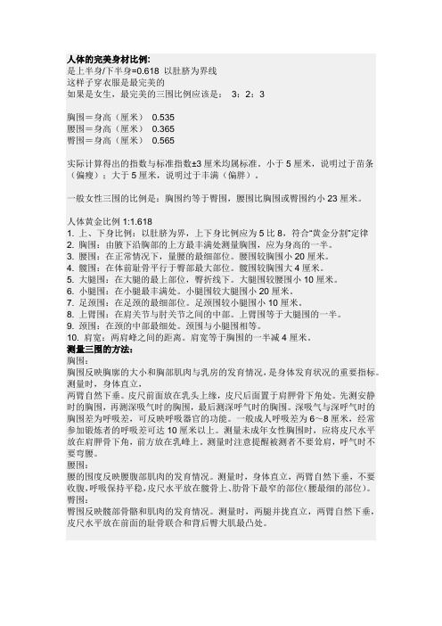 人體的完美身材比例