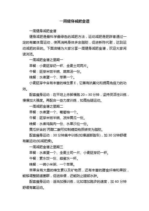 一周健身減肥食譜