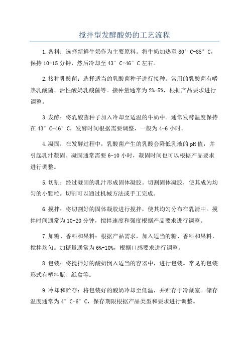 攪拌型發(fā)酵酸奶的工藝流程