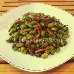 青椒毛豆炒肉丝的做法[图]