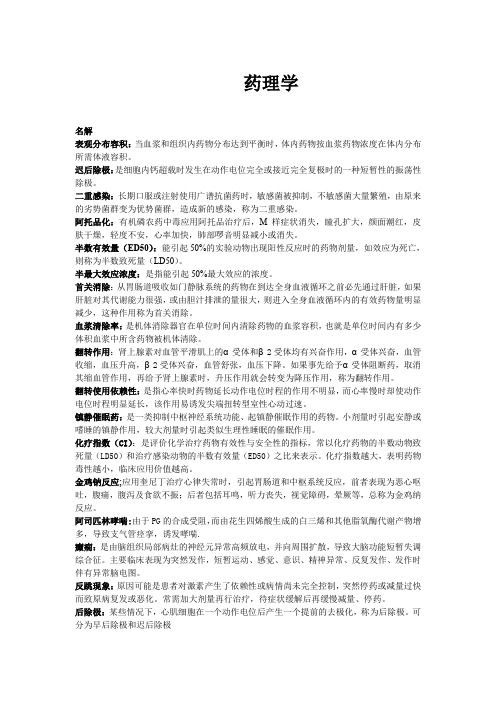 藥理學(xué)名解問答整理