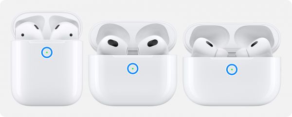 status lights on the front of AirPods charging cases