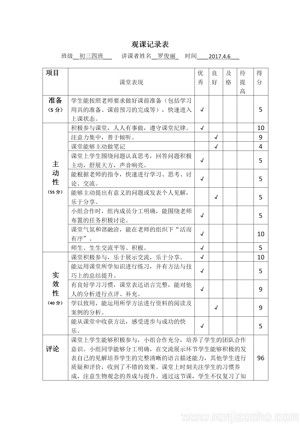 《第二节 免疫与计划免疫》观评记录 传染病和免疫的复习课(山东省县级优课).doc