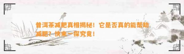 普洱茶减肥真相揭秘！它是否真的能帮助减肥？快来一探究竟！