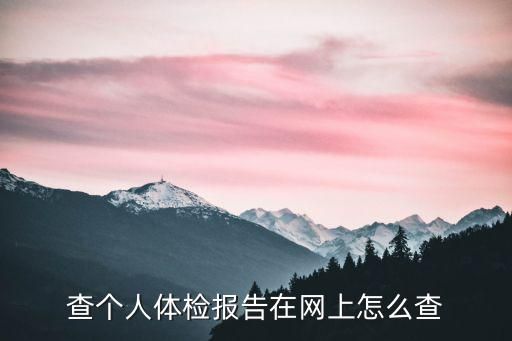 查个人体检报告在网上怎么查