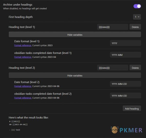 Obsidian 插件：Archiver 幫你快速歸類待辦任務(wù)--占位符（Placeholders）